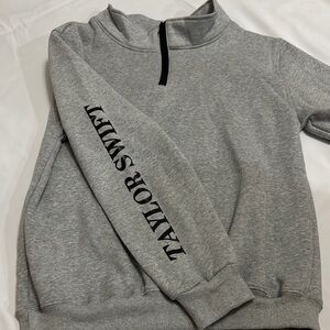 Gray Quarter-Zip Sweatshirt with Black Lettering
